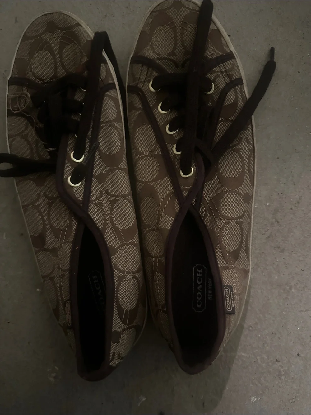 Coach Brown Signature Canvas Lace-Up Sneakers
